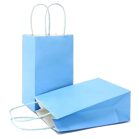 AZOWA Gift Bags Small Kraft Paper Bags with Handles (6.3 x 3.1 x 8.7 in, Blue, 12 Pcs)