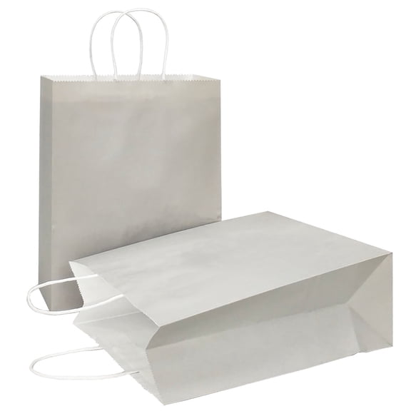 AZOWA Gray Gift Bags Large Kraft Paper Bags with Handles (13 x 10.2 x 4.7 in, Grey, 25 Pcs)