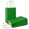 thumbnail image 1 of AZOWA Green Gift Bags Mini Small Kraft Paper Bags with Handles (4.7 x 2.4 x 6 in, Green, 25 Pcs), 1 of 8