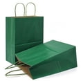 thumbnail image 1 of AZOWA Medium Gift Bags Green Kraft Paper Bags with Handles (10.6 x 4.3 x 8.2 in, 12 CT), 1 of 7