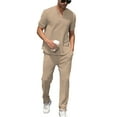thumbnail image 1 of AZPSRT Mens Two Piece Outfit Casual Tracksuit Set Comfortable Lounge Sweat Suit Khaki Brown Size S, 1 of 4