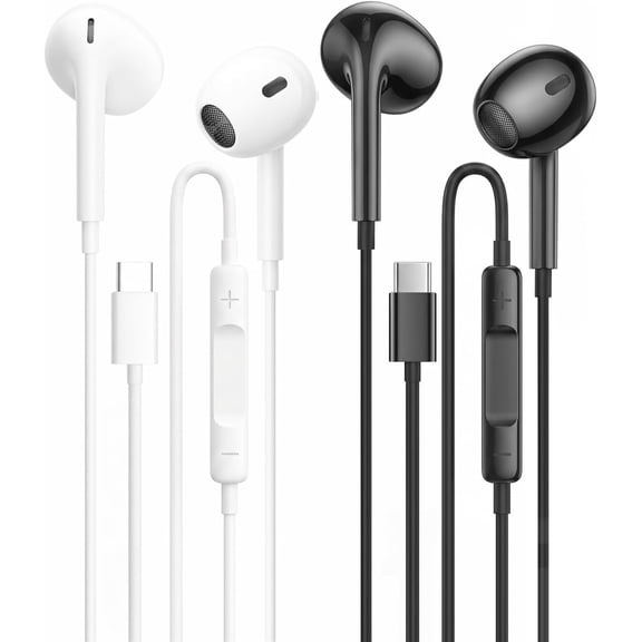 AZQYFDC for 2 Pack USB C Headphones for iPhone 17/16/15 Earbuds, Type C Earphones with Mic & Remote Control Noise Cancelling for iPhone 17 16 15 Pro Max Plus, iPad Pro, Galaxy S25/S24/Ultra Note