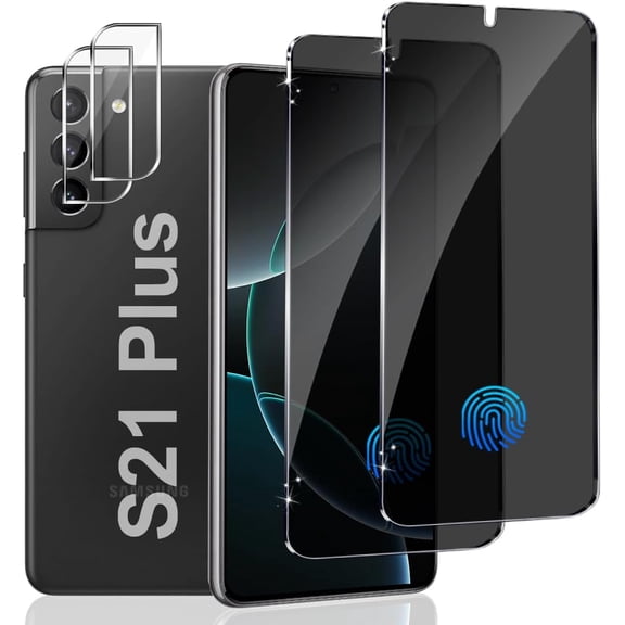 AZQYFDC for 3 Pack Screen Protector for Samsung Galaxy S21 Tempered Glass with 2 Pack Camera Lens Protector, 9H Hardness HD Clear Anti Scratch Full Coverage Fingerprint Unlock Compatible Shield Film