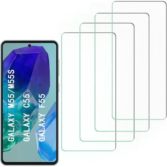 AZQYFDC for [4 Pack] Tempered Glass Screen Protector for Samsung Galaxy M55 | Tempered Glass, Scratch Resistant, Easy-Install, Bubble Free, Anti-Fingerprint