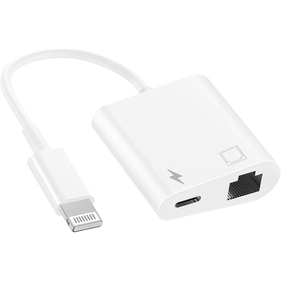 AZQYFDC for [MFi Certified] 2 in 1 Lightning to RJ45 Ethernet LAN Network Adapter with Charge Port Compatible with iPhone/iPad/iPod Models,Plug and Play Ethernet Network Supports 100Mbps