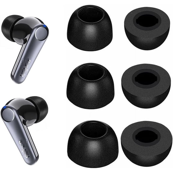 AZQYFDC for Memory Foam Ear Tips Noise Canceling Foam Ear Tip Compatible with EarFun Air Pro 3 / Air Pro 2 / EarFun Air, No Silicone Eartips Pain, Fit in Charging Case, 3 Pairs (S/M/L, Black) 214efb3