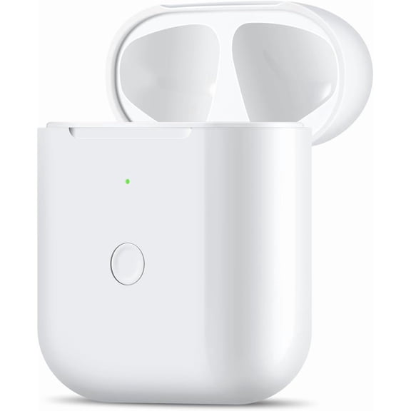 AZQYFDC for Wireless Charging Case Replacement Compatible for AirPods 1st & 2nd Gen, Air Pods Charger Case with Bluetooth Pairing Sync Button, White (No Earbuds)