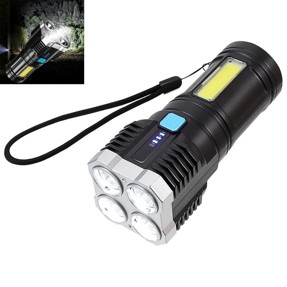AZSHOP LED Rechargeable Flashlights, Super Bright Flashlight with USB Cable, 3 Lighting Modes, Long Range Outdoor Spotlight Flashlight for Camping, Hiking, Fishing