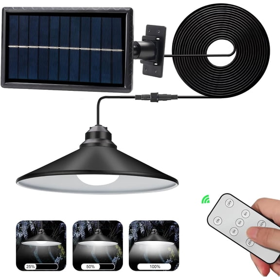 AZSHOP Outdoor Indoor Solar Shed Light 60LED Dimmable Solar Pendant Light IP65 Waterproof for Garden Courtyard Barn Balcony Corridor Gazebo