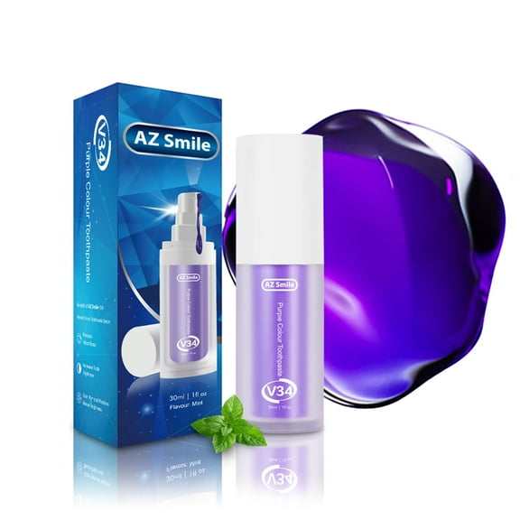 AZSmile V34 Purple Colour Corrector Toothpaste Serum Teeth Whitening Color corrector Kit 30ML