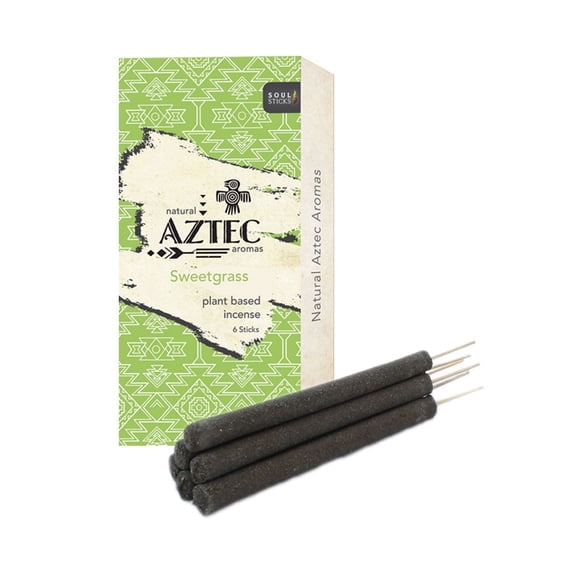 AZTEC 6pc Hand Rolled Resin Incense Sticks Long Lasting for Yoga Meditation Relaxation Aromatherapy Cleansing and Purification | Sweetgrass
