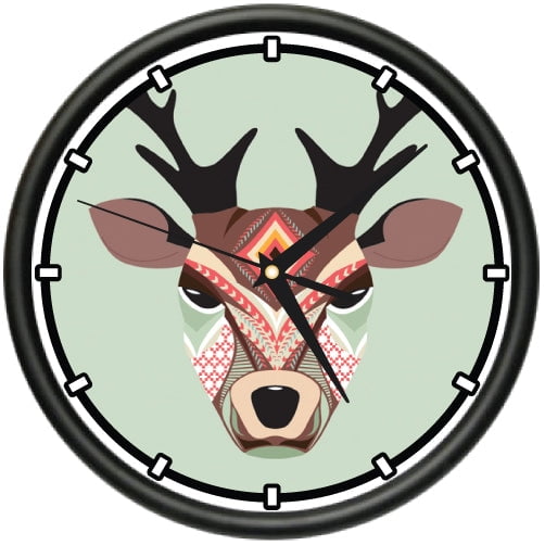 AZTEC DEER Wall Clock artistic abstract cool culture gift