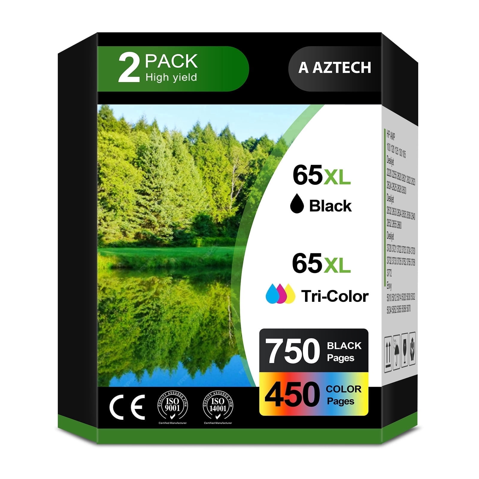 65XL 65 Ink Cartridge Compatible for 65 XL Ink 65 for DeskJet 3755 3772 Envy 5055 5052 Printer Ink (2 Pack)