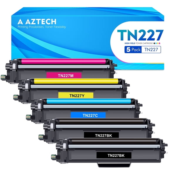 5-Pack TN227 Toner Cartridge Compatible for Brother TN-227 TN227 Work with MFC-L3750CDW HL-L3210CW HL-L3290CD HL-L3230CDW MFC-L3710CW Printer (2*Black,1*Cyan,1*Magenta,1*Yellow)
