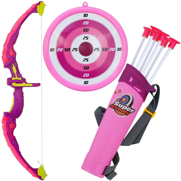 AZToys Light Up Bow and Arrow Archery Play Set for Kids | Outdoor Hunting Play with 6 Durable Arrows, Quiver and Target
