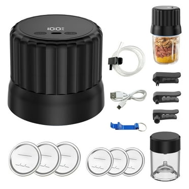 AZULLIA Electric Mason Jar Vacuum Sealer Kit for Wide & Regular Mouth Mason Jars for Food Storage, Black GA01