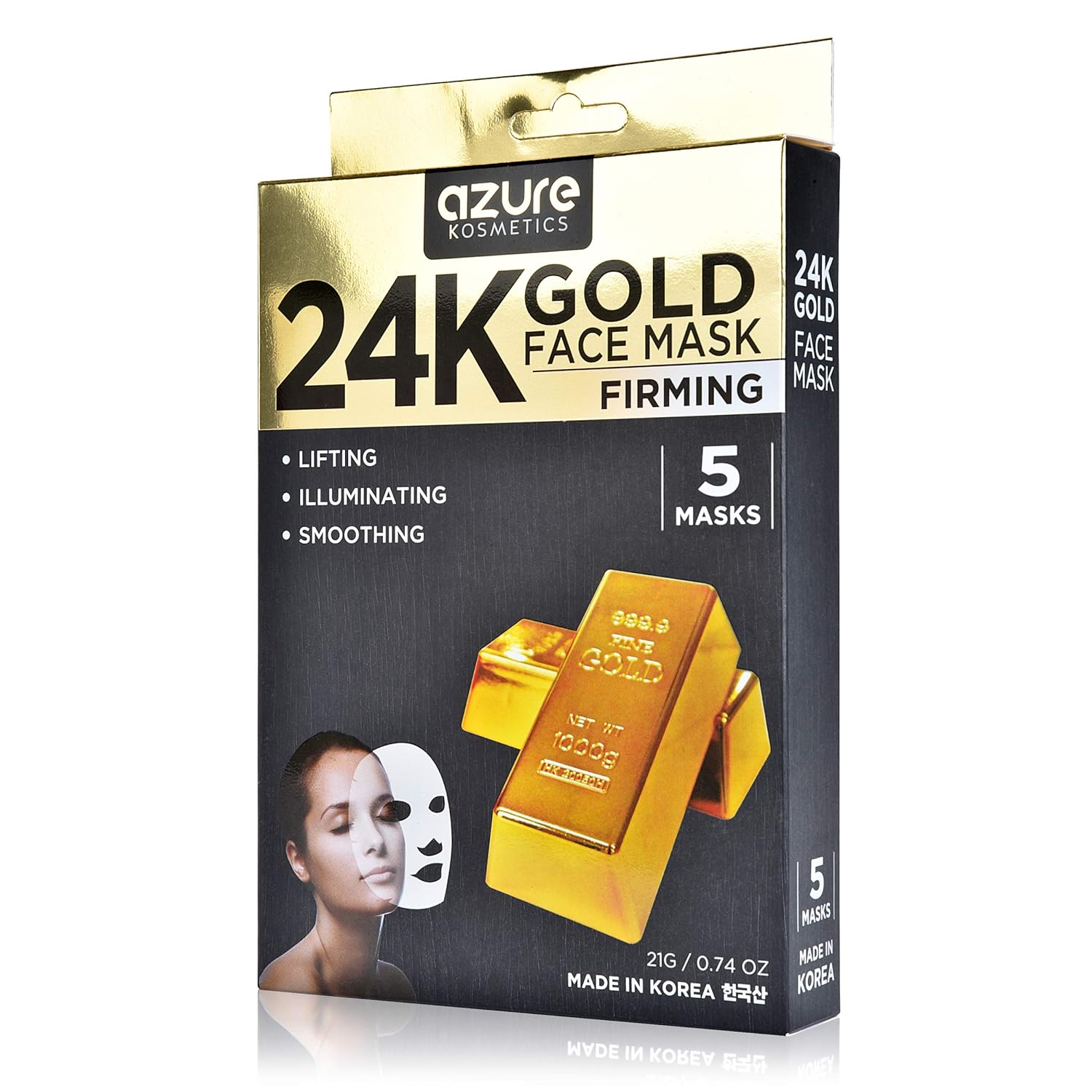 AZURE 24K Gold Firming Face Mask Anti Aging, Hydrating, Toning