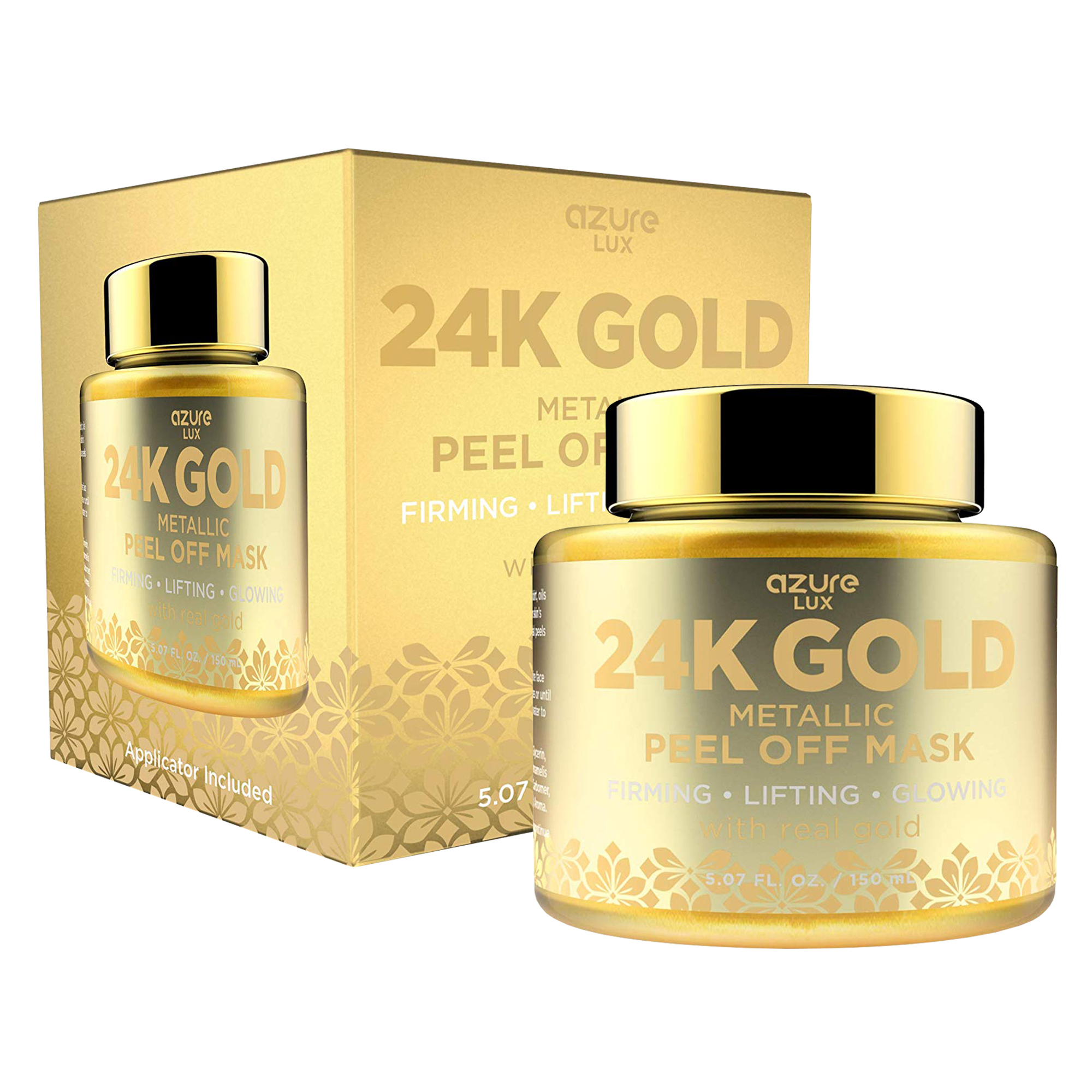 AZURE 24K Gold Metallic Firming Peel Off Face Mask - Exfoliates Blackheads, Dirt & Oils | Firms & Moisturizes | Reduces Wrinkles, Fine Lines & Acne Scar | -150mL - image 1 of 7