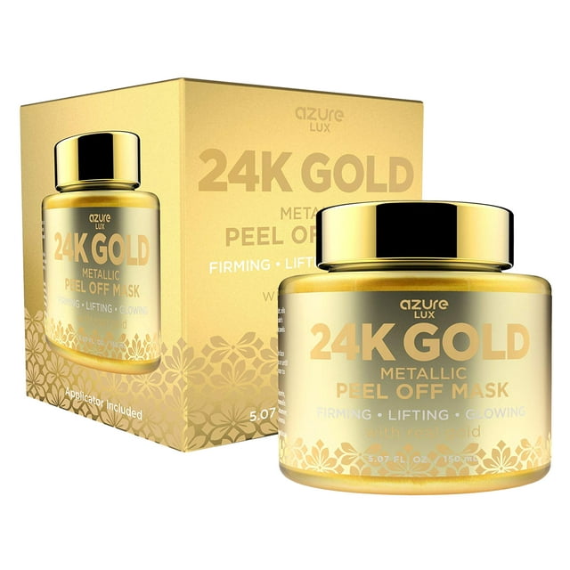 AZURE 24K Gold Metallic Firming Peel Off Face Mask - Exfoliates Blackheads, Dirt & Oils | Firms & Moisturizes | Reduces Wrinkles, Fine Lines & Acne Scar | -150mL