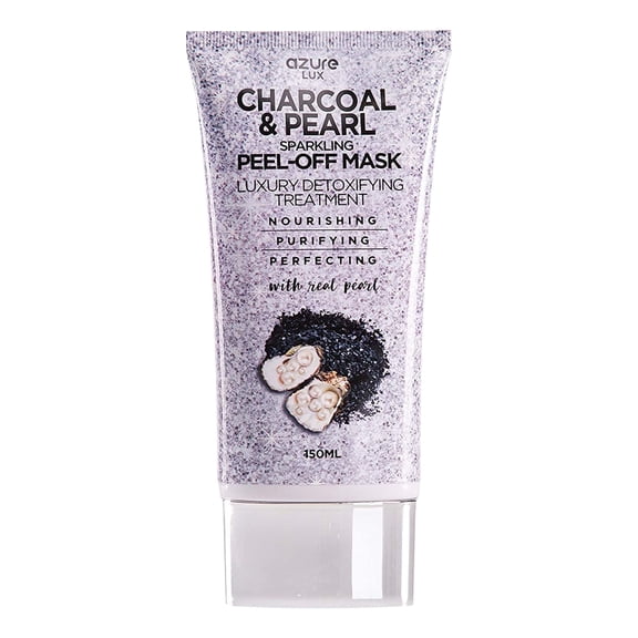 Azure Cosmetics Charcoal & Pearl Sparkling Peel-Off Mask - Korean Skincare for Anti-Aging, Dirt & Oil Control with Hyaluronic Acid & Collagen - Moisturizing & Purifying Face Mask - 150 ml