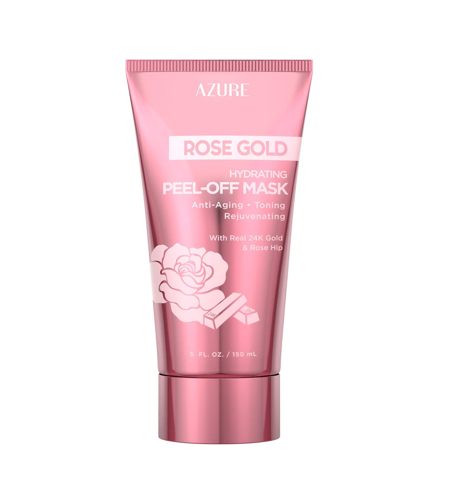 AZURE Rose Gold Hydrating Peel Off Mask – Deeply Exfoliates Blackheads, Dirt & Oils | Anti Aging, Toning & Rejuvenating | Reduces Wrinkles, Fine Lines & Acne Scars | Made in Korea - 150mL