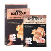 AZURE Rose Gold Luxury Hydrating Face Mask- Hydrating, Firming, and Anti Aging Facial Mask - Combats Skin Damage - With Rosehip Oil, Hyaluronic Acid & Collagen - Skin Care Made in Korea - 5 Pack