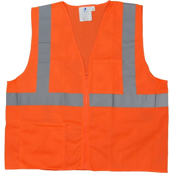 AZUSA SAFETY Orange Safety Vest High Visibility Reflective Stripes Class 2 - 2XL