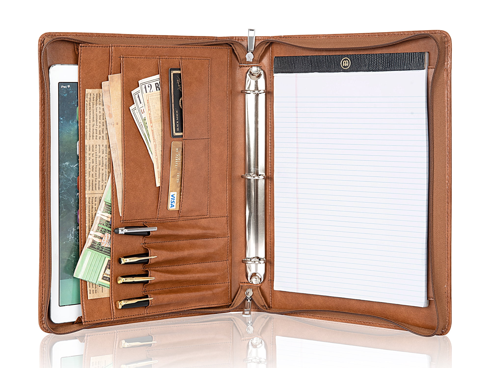 AZXCG Portfolio A4 Binder,3 Rings Padfolio with Clipboard, Vegan