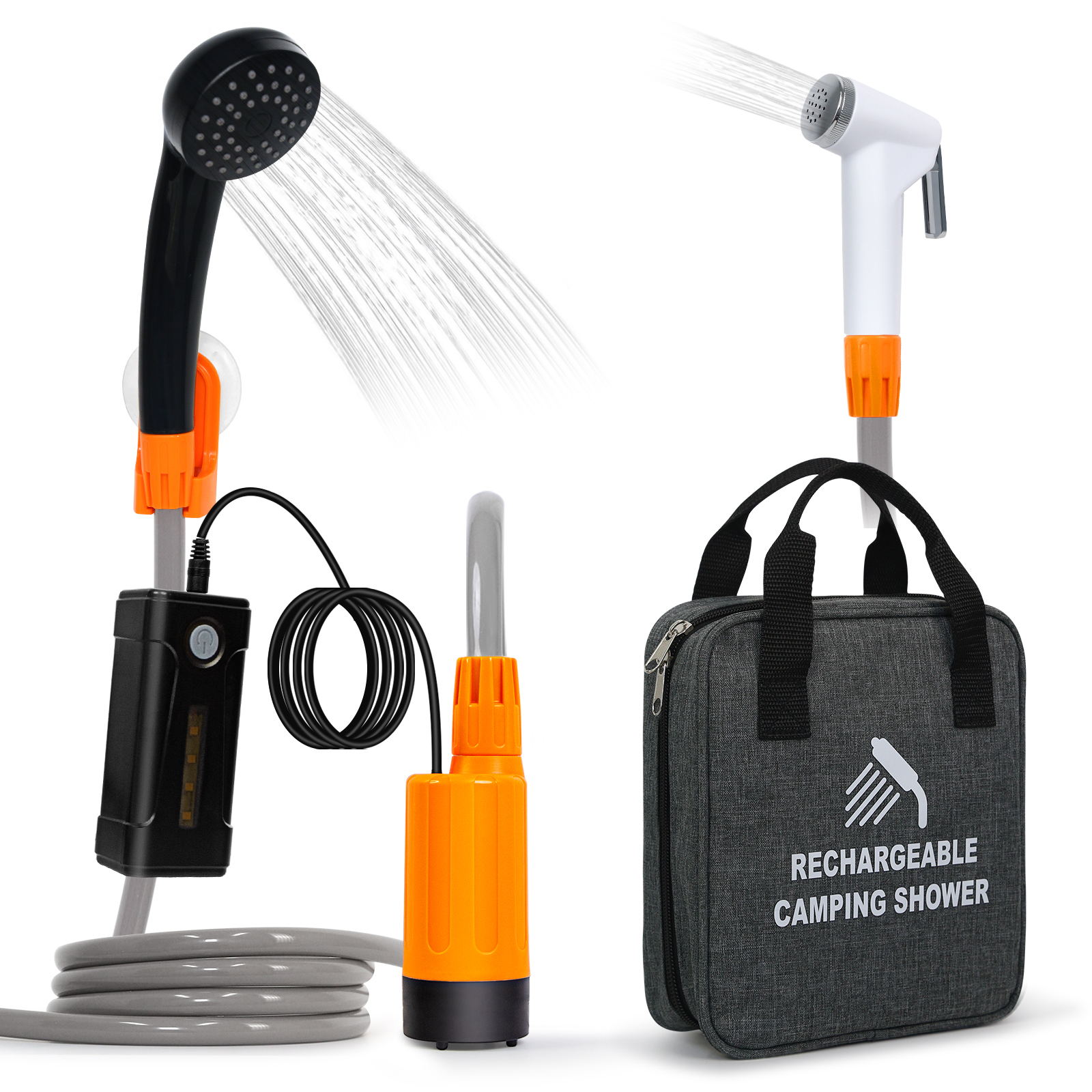 Zodi Portable Battery Powered Outdoor Hot Tap HP Shower w/ 4 Gallon