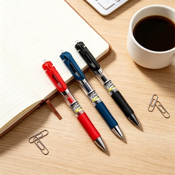 AZXY 0.5mm Push-button Writing Gel Pen, Eye-catching Emphasis Marking Pen with Wear-resistant Grip, Multi-purpose Stationery for Proofreading, Note Highlighting & Back to Study, Red Shell