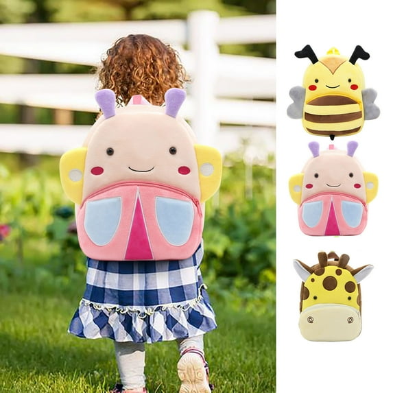 AZXY 10 Inch Cute Bee Compact Backpack, Soft Plush Cartoon Style Bag for Daily Travel & Casual Use