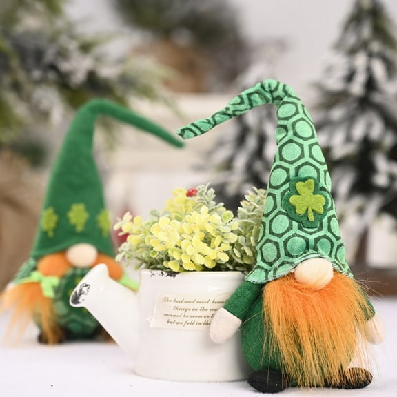 AZXY 10 Inch St Patrick's Day Gnome Decorations, Plush Green Shamrock Irish Gnome, Tier Tray & Table Centerpiece, Handmade Faceless Ornaments for Saint Paddy's Day Gift