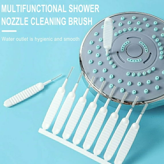 AZXY 10pc Shower Cleaning Brush,Long Handled Scrub Brush for Shower,Scrub Brushes for Cleaning Floors,Cleaning Brushes for Bathroom,10pcs Showerhead Hole Cleaning Brush White
