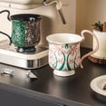 thumbnail image 1 of AZXY 12oz Vintage Floral Ceramic Coffee Mug, Pink & Green Orchid Pattern White Ceramic Cup, Ideal Gift & Breakfast Mug for Home & Office, 1 of 7