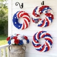 thumbnail image 1 of AZXY 13.78 Inch 4th of July Patriotic Pom-Pom Wreath, Red White Blue Fluffy Pom-Pom Wreath with White Star Accents, Rustic Americana Decor for Independence Day Memorial Day Front Door Indoor Outdoor, 1 of 7