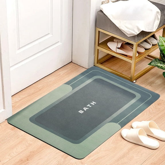 AZXY 16"x24" Bath Mats for Bathroom Floor,Non Slip Bathroom Mat,Bath Rugs Green,Modern Absorbent Quick Dry Rubber Door Mat for Living Room Home