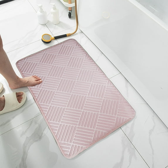 AZXY 16"x24" Bathroom Rugs and Mats,Pink Bath Mat,Washable Quick Dry Absorbent Non Slip Bath Mat,Bathroom Rugs Clearance