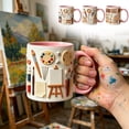 thumbnail image 1 of AZXY 17oz Large Capacity Ceramic Coffee Mug, Cute 3D Embossed Painter Pattern Tea Cup, Microwave & Dishwasher Safe Drinking Mug, Ergonomic Handle for Home Office Use, Ideal for Latte & Hot Beverages, 1 of 6
