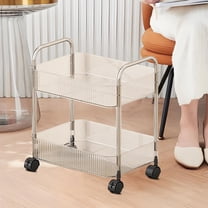 AZXY 2 Tier Rolling Cart,Plastic Utility Cart Storage Organizer with Handle and Wheels,Small Rolling Cart,Rolling Cart Organizer,Movable Storage Organizer for Kitchen Living Room Office School