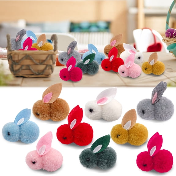 AZXY 20 Pcs Mini Fluffy Pink Easter Bunny Decorations, Cute Rabbit Ornaments for Easter Party, Tabletop Display, Spring Home Decor & Holiday Gifts