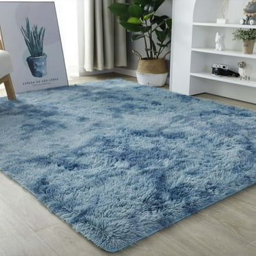 AZXY 24"X63" Rectangle Area Rugs for Living Room,Shag Rugs Clearance,Large Bedroom Carpet,Modern Decorative Blue Rug for Adults Kids
