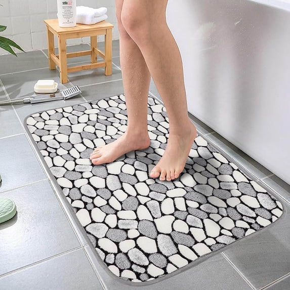 AZXY 24"x35" Bathroom Rugs and Mats,Bathroom Rugs Clearance,Black Bath Mat,Large Washable Velvet Absorbent Non Slip Bath Mat
