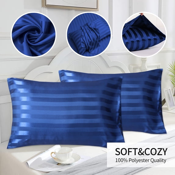 AZXY 2PC Queen Pillowcases,Pillow Covers Queen Size,Silk Pillowcase for Hair and Skin Care,Machine Washable Hypoallergenic Removable Cooling Pillow Protector Waterproof for Hot Sleepers 20x30