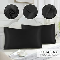 AZXY 2PC Silk Pillowcase,Standard Pillowcases for Bed Pillows,Pillowcase for Hair and Skin Care,Machine Washable Hypoallergenic Removable Cooling Pillow Case for Sleeping 20x26