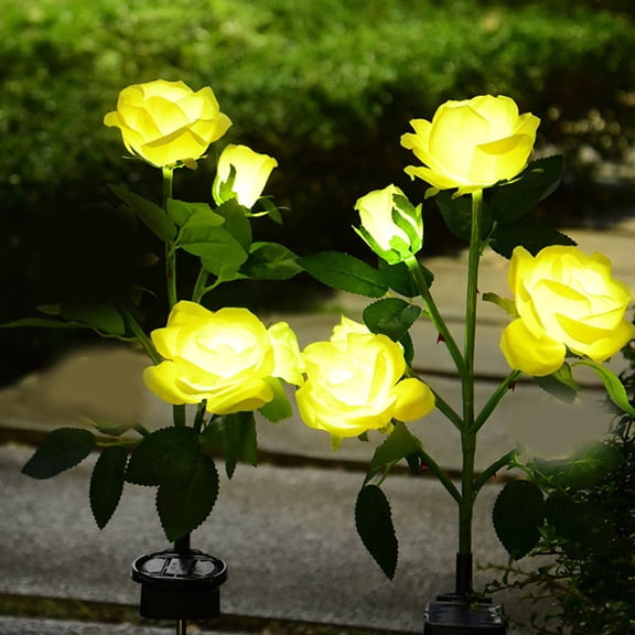 AZXY 2pc Solar Lights for Outside,Solar Lights Outdoor Pathway,Solar Path Lights,Solar Landscape Lights,Led Pathway Lights Flower for Garden Decor