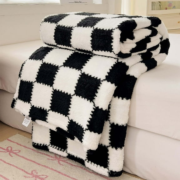 AZXY 30x40 Blankets and Throws Clearance,Plaid Throw Blanket,Fuzzy Soft Cozy Small Throw Blanket,Throw Blankets for Couches and Sofas Black
