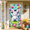 thumbnail image 1 of AZXY 35x71 Inch Happy Easter Door Cover, Bunny Butt in Colorful Wood Door Banner, Spring Playful Porch Wall Hanging Decor for Easter Party, 1 of 9
