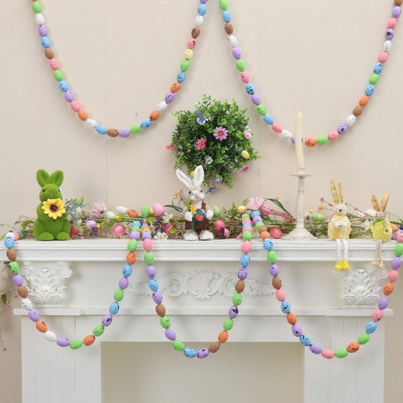 AZXY 4.92FT Artificial Easter Egg Garland, Rustic Hanging Spring Garland for Mantle, Easter Garland Decorations for Indoor Outdoor, Tree, Table, Home Wall, Easter Party
