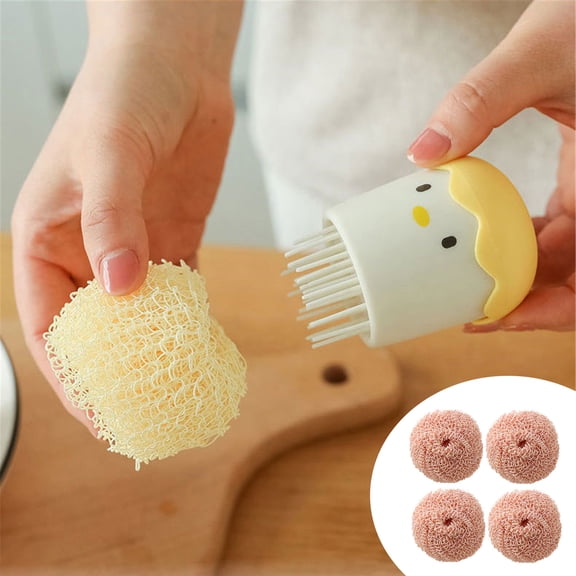 AZXY 4pc Scrub Brush Refill,Cleaning Brush Refill,Kitchen Brushes for Dishwashing,Kitchen Brushes for Cleaning,Kitchen Fiber Replaceable Cleaning Ball