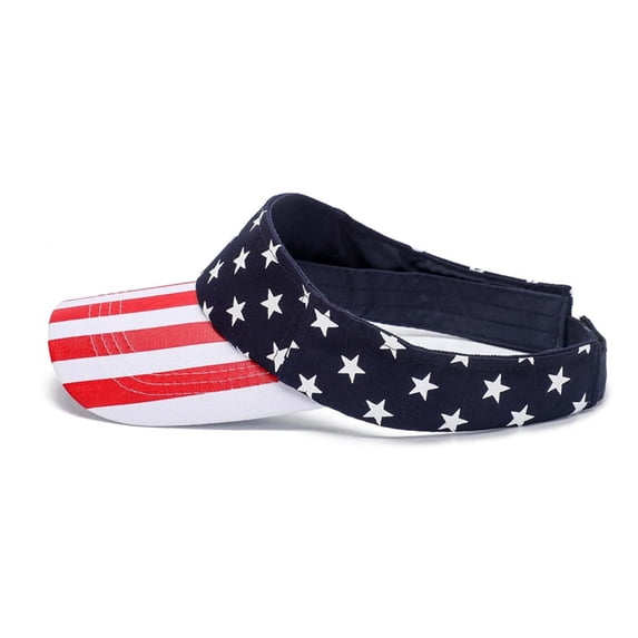 AZXY 4th of July 100% Cotton Star and Stripes Visor, Adjustable Sun Protection Hat for Summer Parades, Barbecues and Outdoor Events, Red White Blue